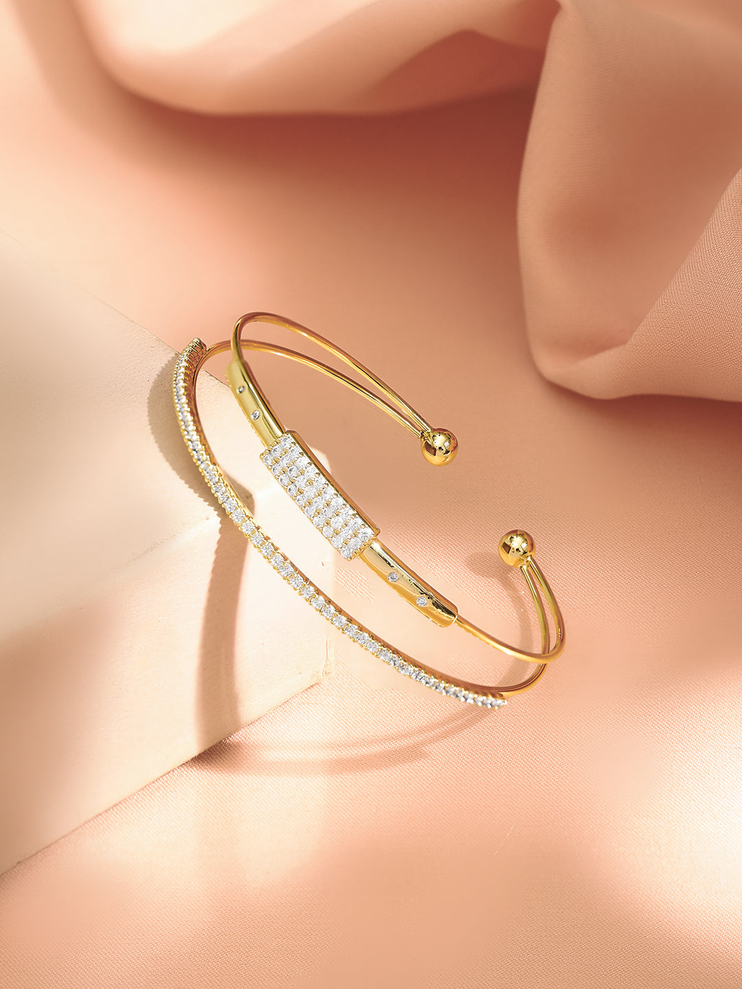 【Rubans】 Gold Plated Dual Layered Bracelet｜ゴールドメッキ 2連 ブレスレット