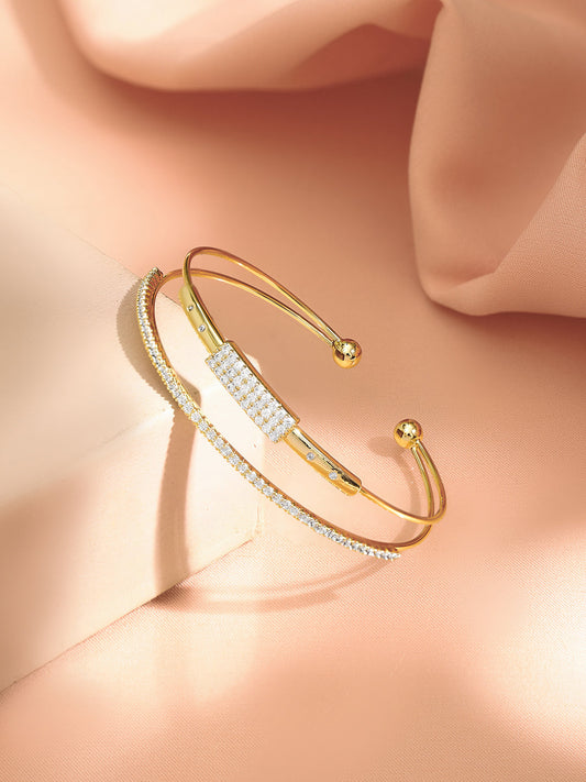 【Rubans】 Gold Plated Dual Layered Bracelet｜ゴールドメッキ 2連 ブレスレット