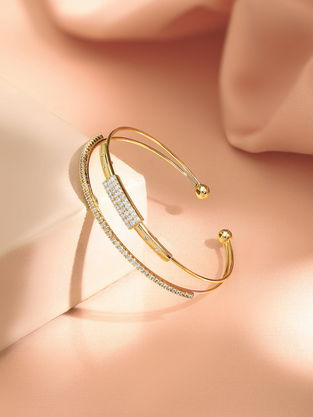 【Rubans】 Gold Plated Dual Layered Bracelet｜ゴールドメッキ 2連 ブレスレット