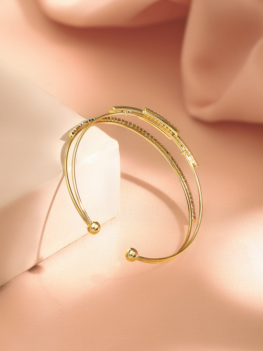 【Rubans】 Gold Plated Dual Layered Bracelet｜ゴールドメッキ 2連 ブレスレット