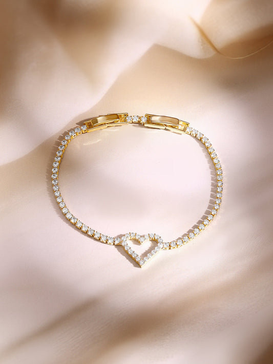 【Rubans】 Gold Plated Heart Charm Bracelet｜ゴールドメッキ ハートチャーム ブレスレット