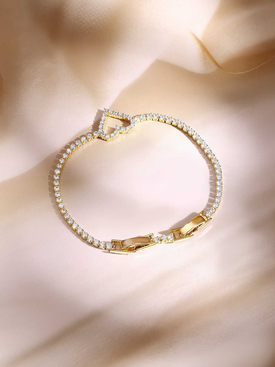 【Rubans】 Gold Plated Heart Charm Bracelet｜ゴールドメッキ ハートチャーム ブレスレット