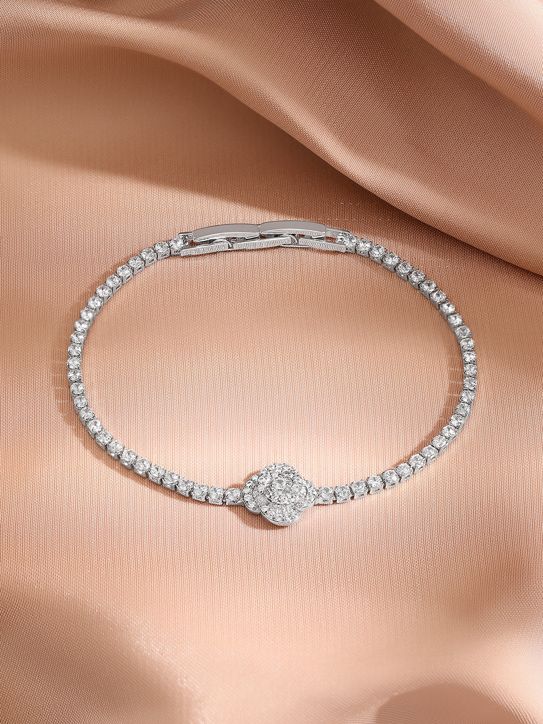 【Rubans】 Rhodium Plated Floral Motif Silver Bracelet｜ロジウムメッキ フローラルモチーフ シルバー ブレスレット