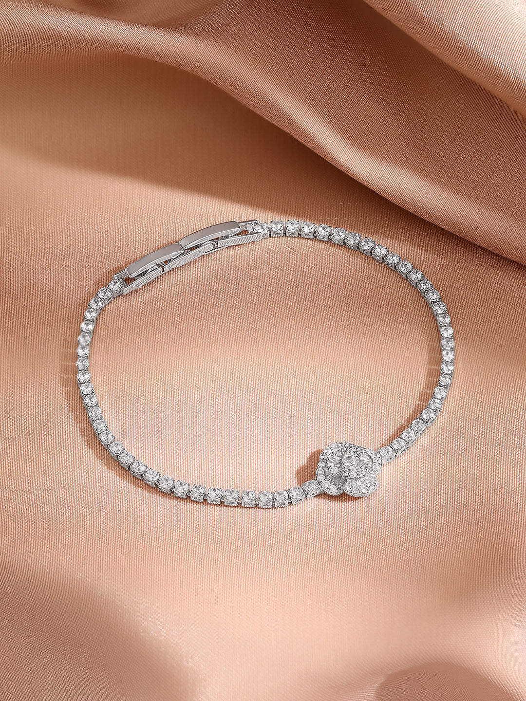 【Rubans】 Rhodium Plated Floral Motif Silver Bracelet｜ロジウムメッキ フローラルモチーフ シルバー ブレスレット