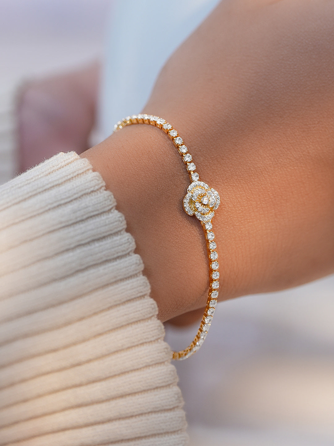 【Rubans】 Gold Plated Floral Motif Bracelet｜ゴールドメッキ フローラルモチーフ ブレスレット