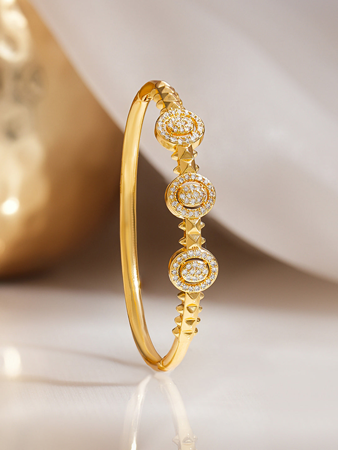 Gold Plated Cubic Link American Diamond Zirconia Bracelet フリーサイズ