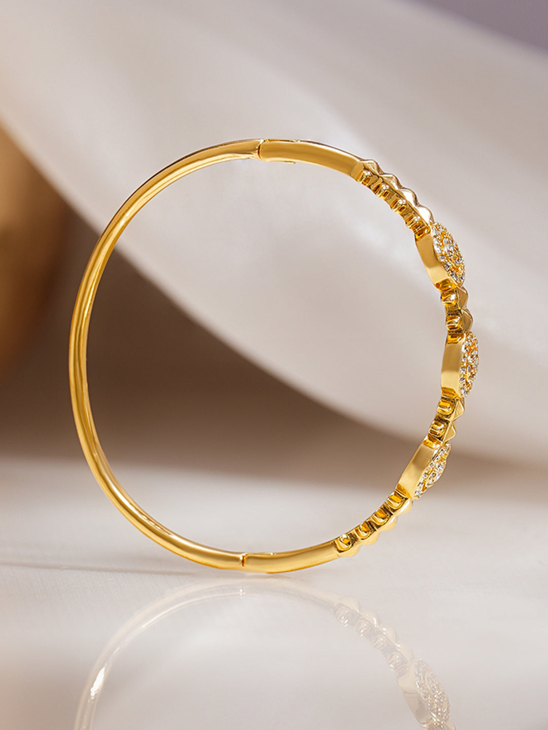 Gold Plated Cubic Link American Diamond Zirconia Bracelet フリーサイズ