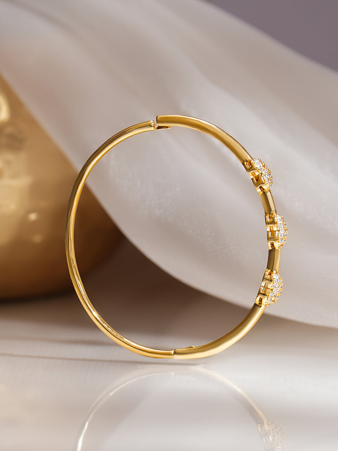 Gold Plated American Diamond Zirconia Heart Bracelet フリーサイズ