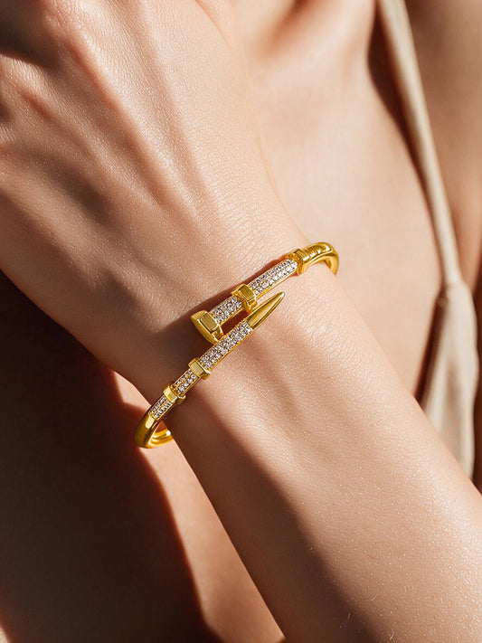 Gold Plated American Diamond Zirconia Bracelet フリーサイズ