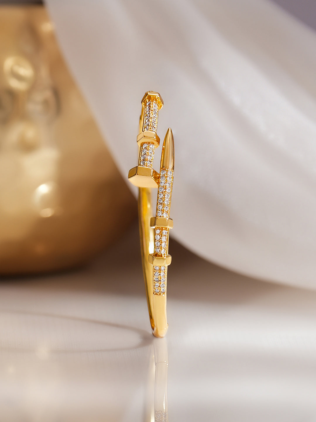 Gold Plated American Diamond Zirconia Bracelet フリーサイズ