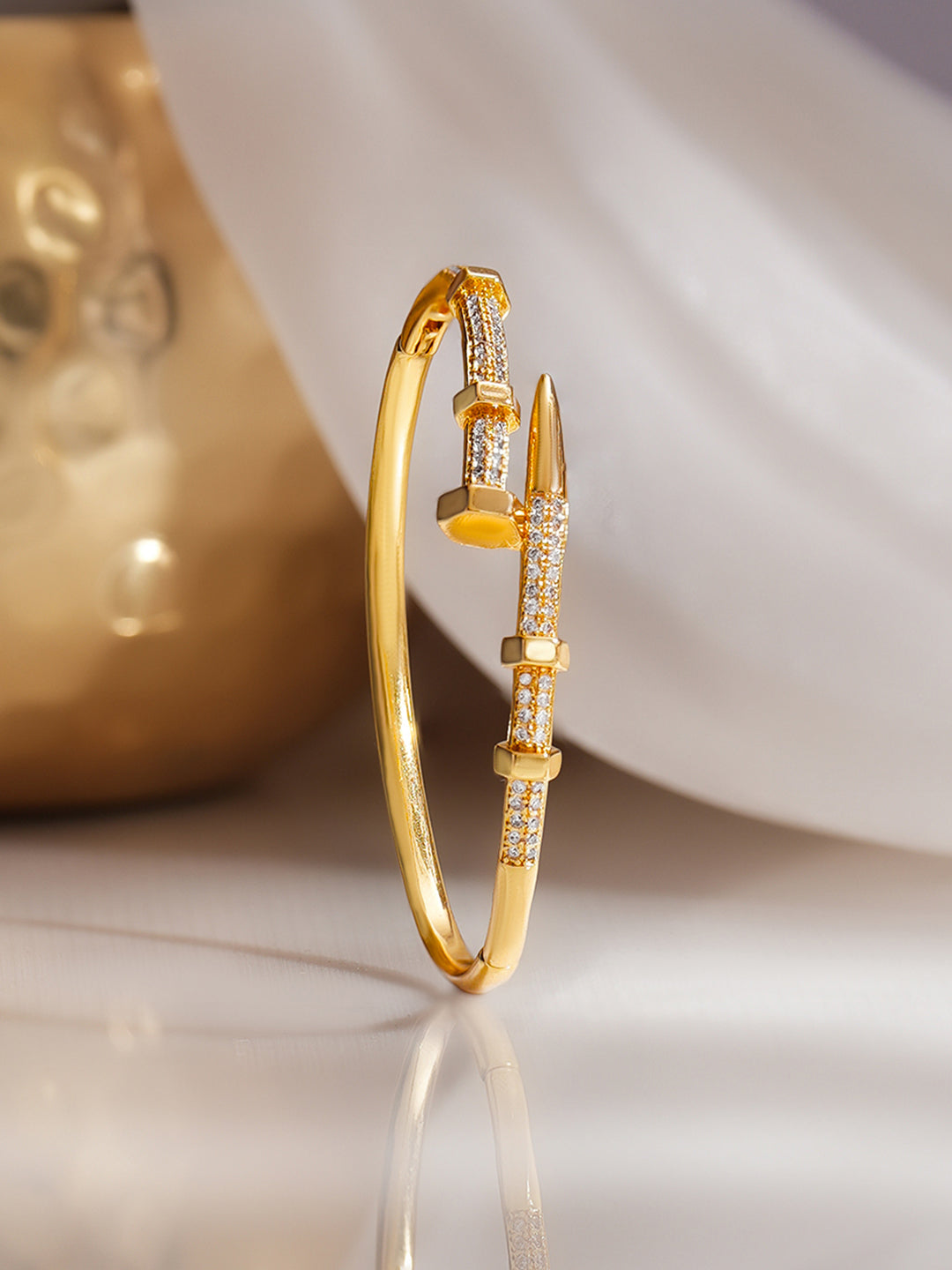 Gold Plated American Diamond Zirconia Bracelet フリーサイズ
