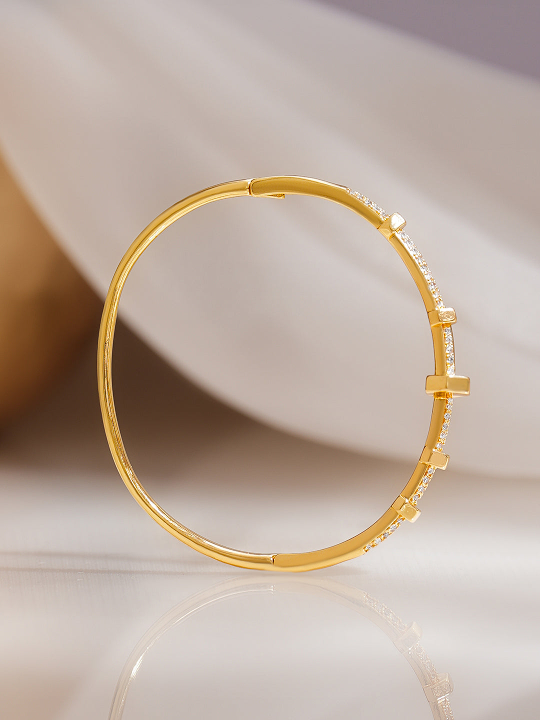 Gold Plated American Diamond Zirconia Bracelet フリーサイズ