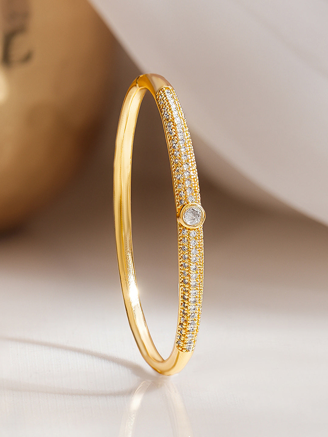 Gold Plated American Diamond Zirconia Bracelet フリーサイズ