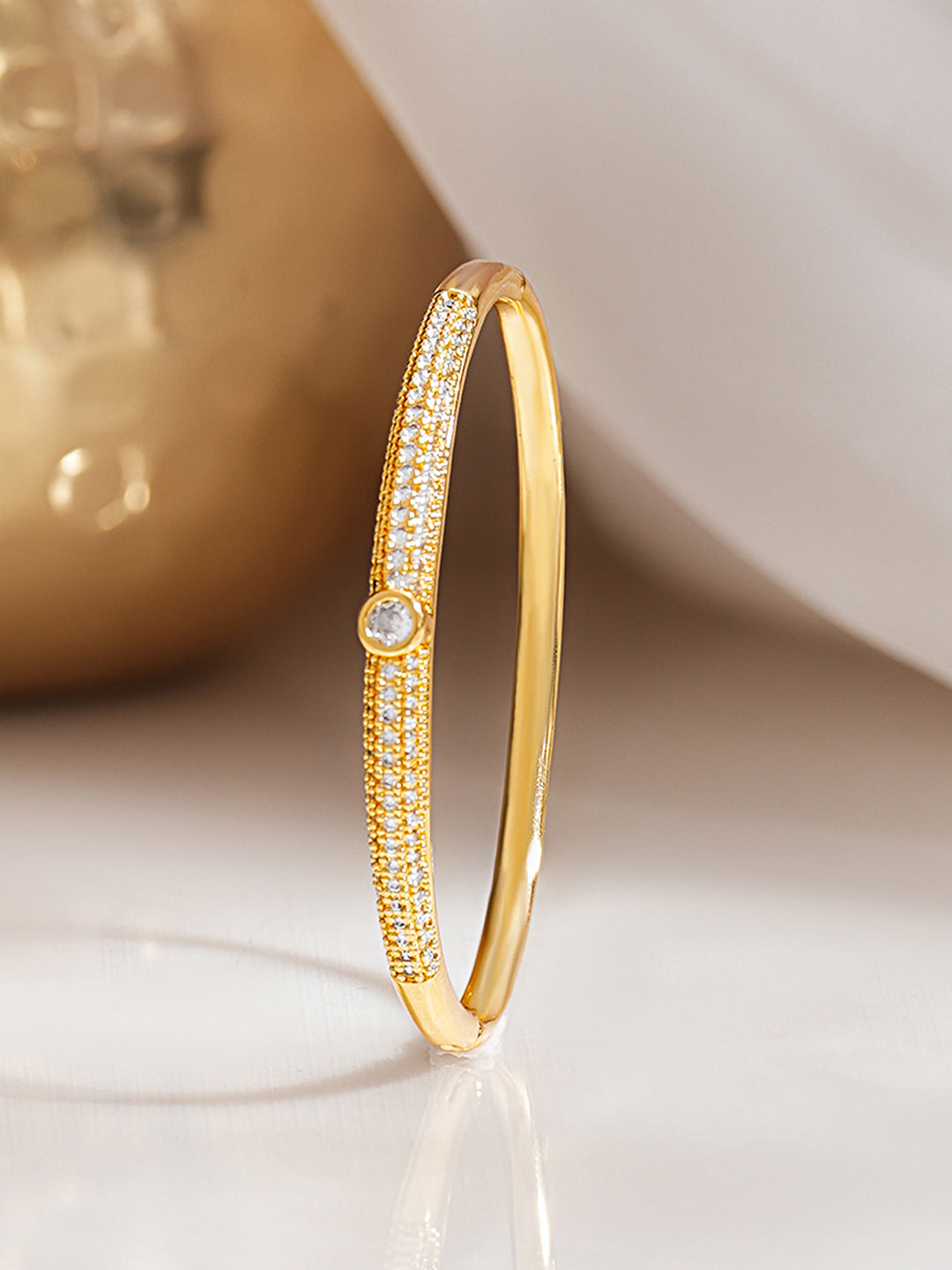 Gold Plated American Diamond Zirconia Bracelet フリーサイズ