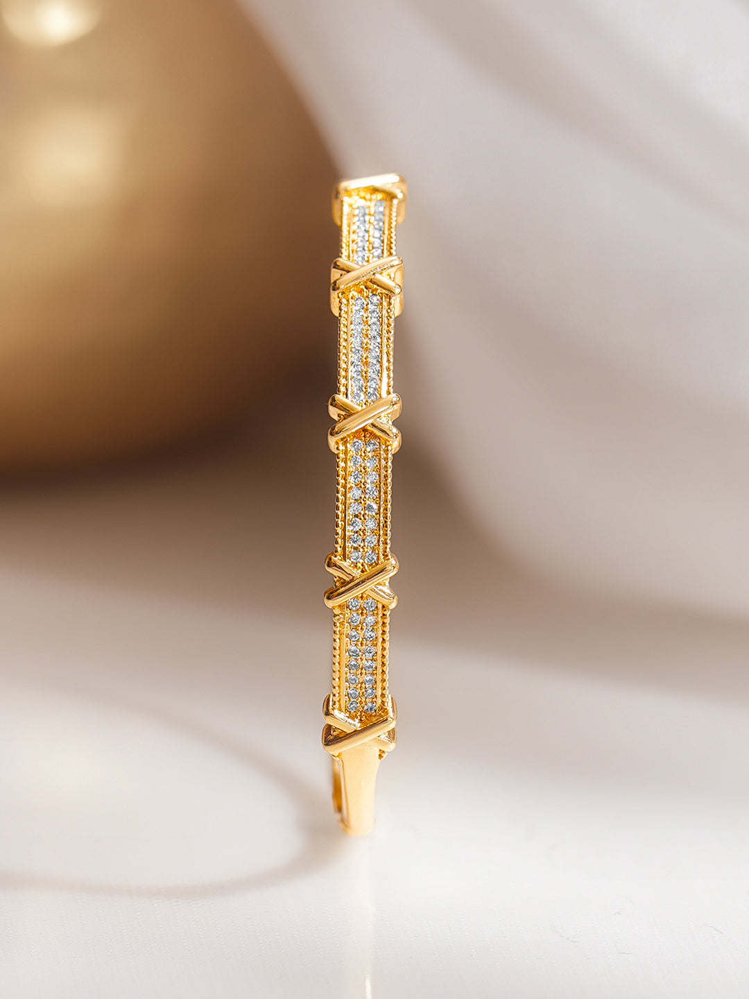 Gold Plated American Diamond Zirconia Bracelet フリーサイズ