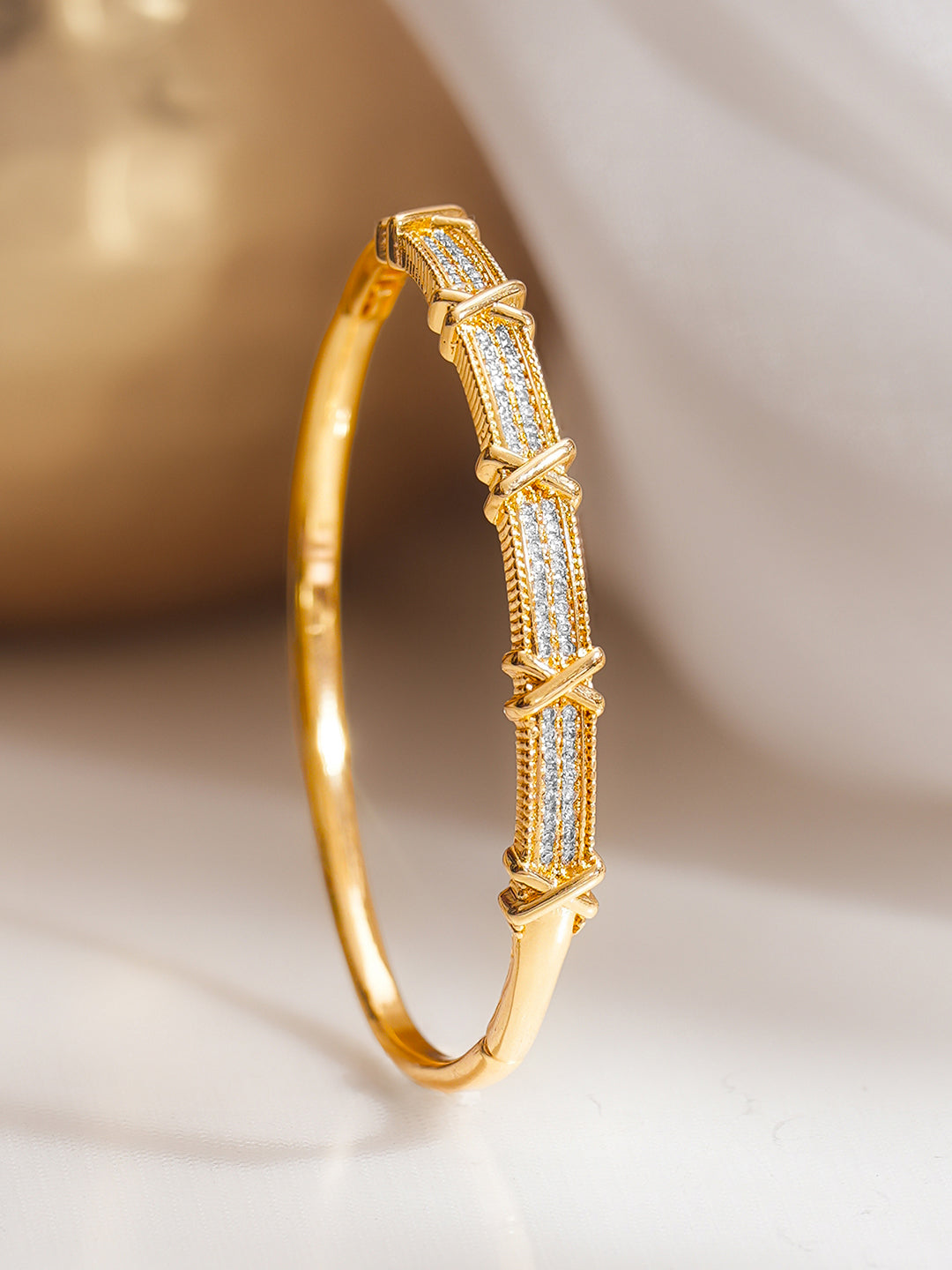 Gold Plated American Diamond Zirconia Bracelet フリーサイズ