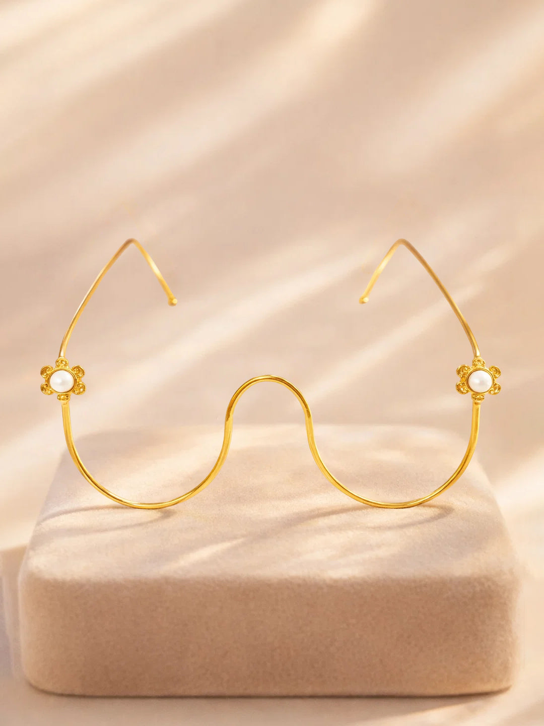 【Rubans】 Gold Tone Brass Minimal Pearl Blossom Facelet Face Jewellery｜ゴールドトーン ミニマル パールブロッサム フェイスレット（フェイスジュエリー）
