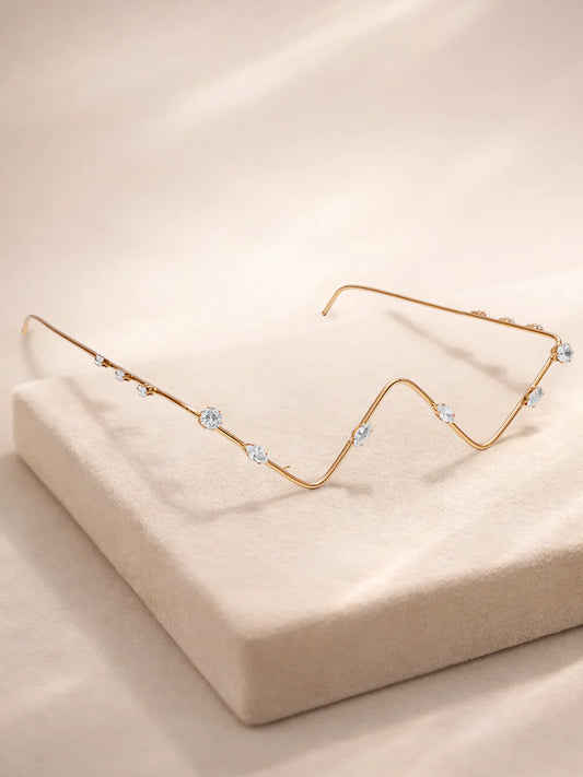 【Rubans】 Gold-Tone Brass Minimal Crystal Facelet Face Jewellery｜ゴールドトーン 真鍮 ミニマル クリスタル フェイスレット（フェイスジュエリー）