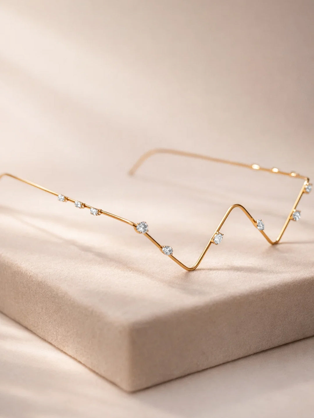 【Rubans】 Gold-Tone Brass Minimal Crystal Facelet Face Jewellery｜ゴールドトーン 真鍮 ミニマル クリスタル フェイスレット（フェイスジュエリー）