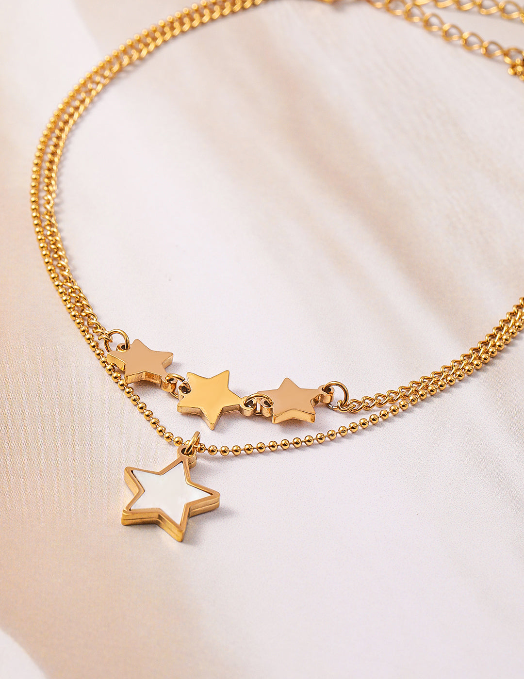 18K Gold Plated Stainless Steel Tarnish-Free Waterproof Star Charm Anklet Gold