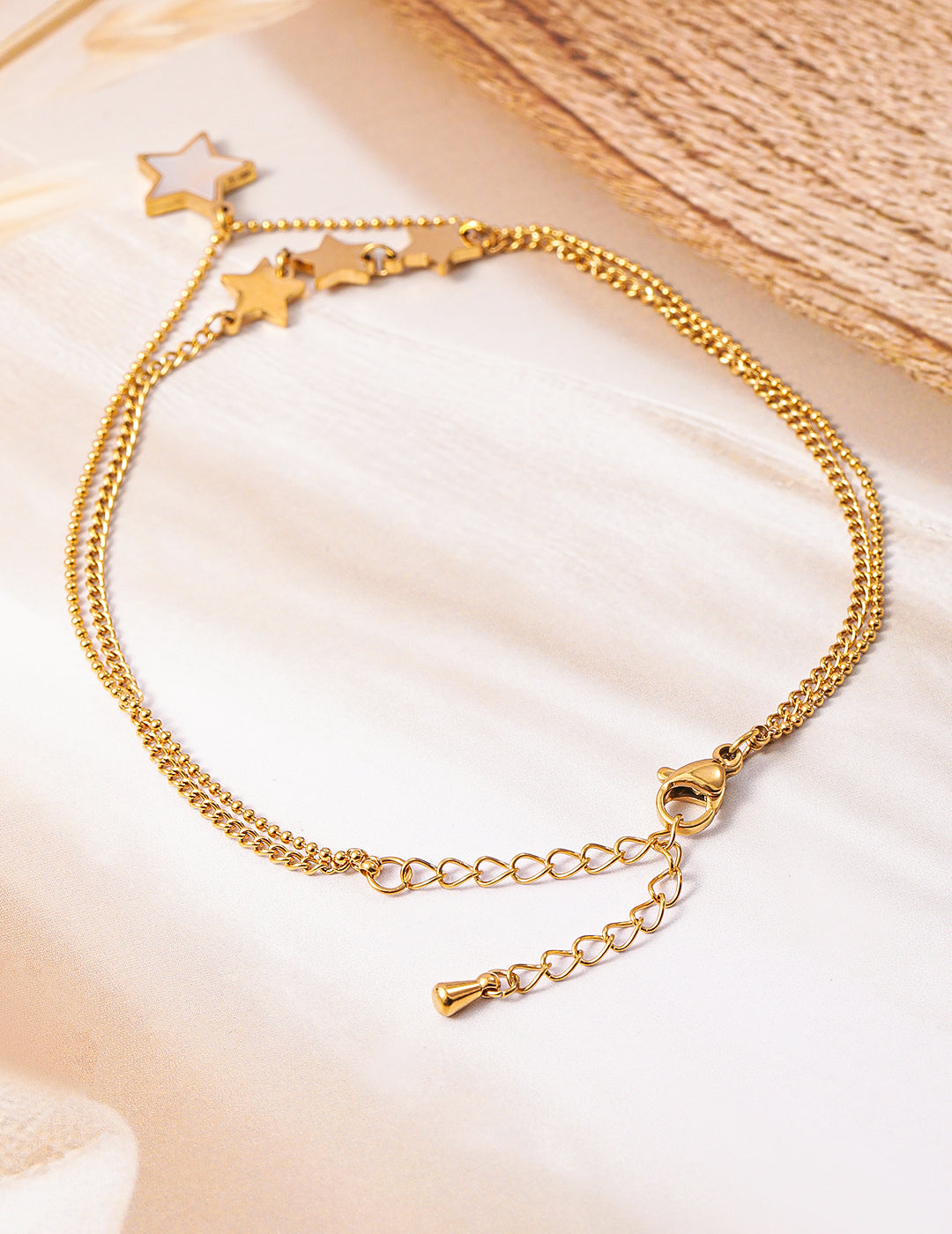 18K Gold Plated Stainless Steel Tarnish-Free Waterproof Star Charm Anklet Gold