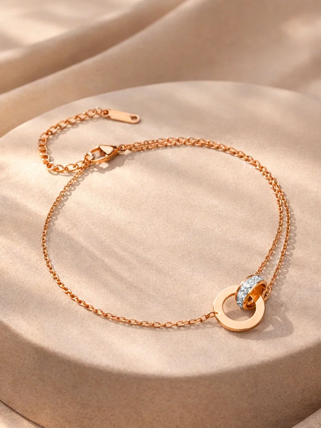 Demi Fine 18K Gold Plated Stainless steel Interlocked Charm Anklet Length - 9.5 cm