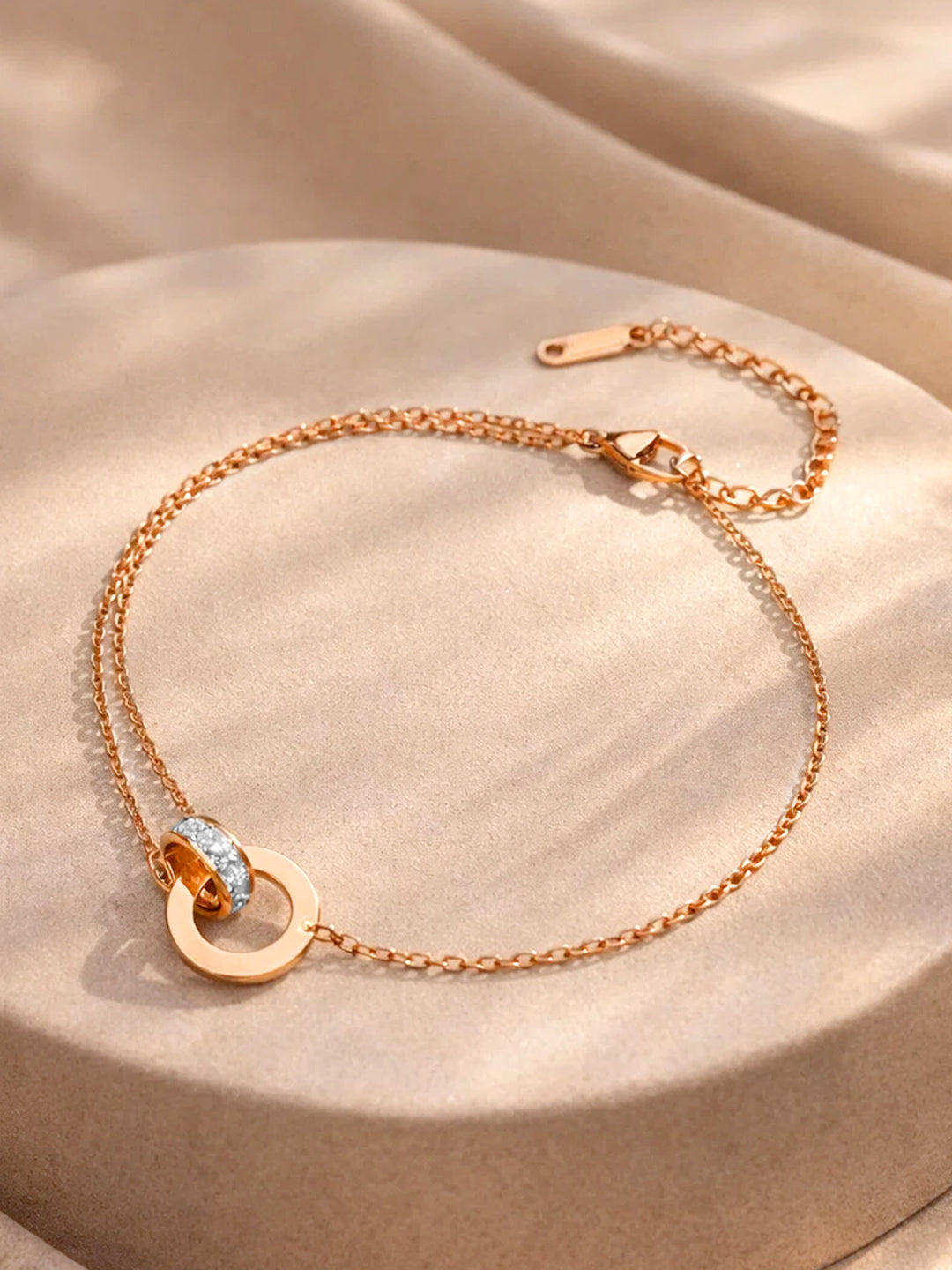 Demi Fine 18K Gold Plated Stainless steel Interlocked Charm Anklet Length - 9.5 cm