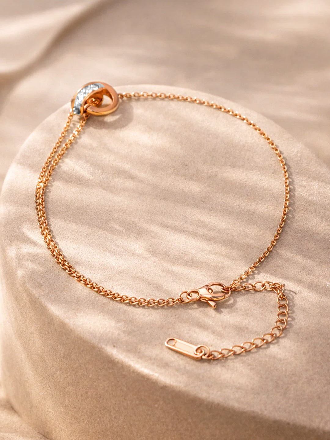 Demi Fine 18K Gold Plated Stainless steel Interlocked Charm Anklet Length - 9.5 cm