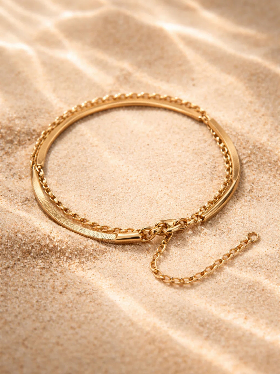Demi Fine 18K Gold Plated Stainless steel Dual Chain Layered Anklet Length - 16 cm
