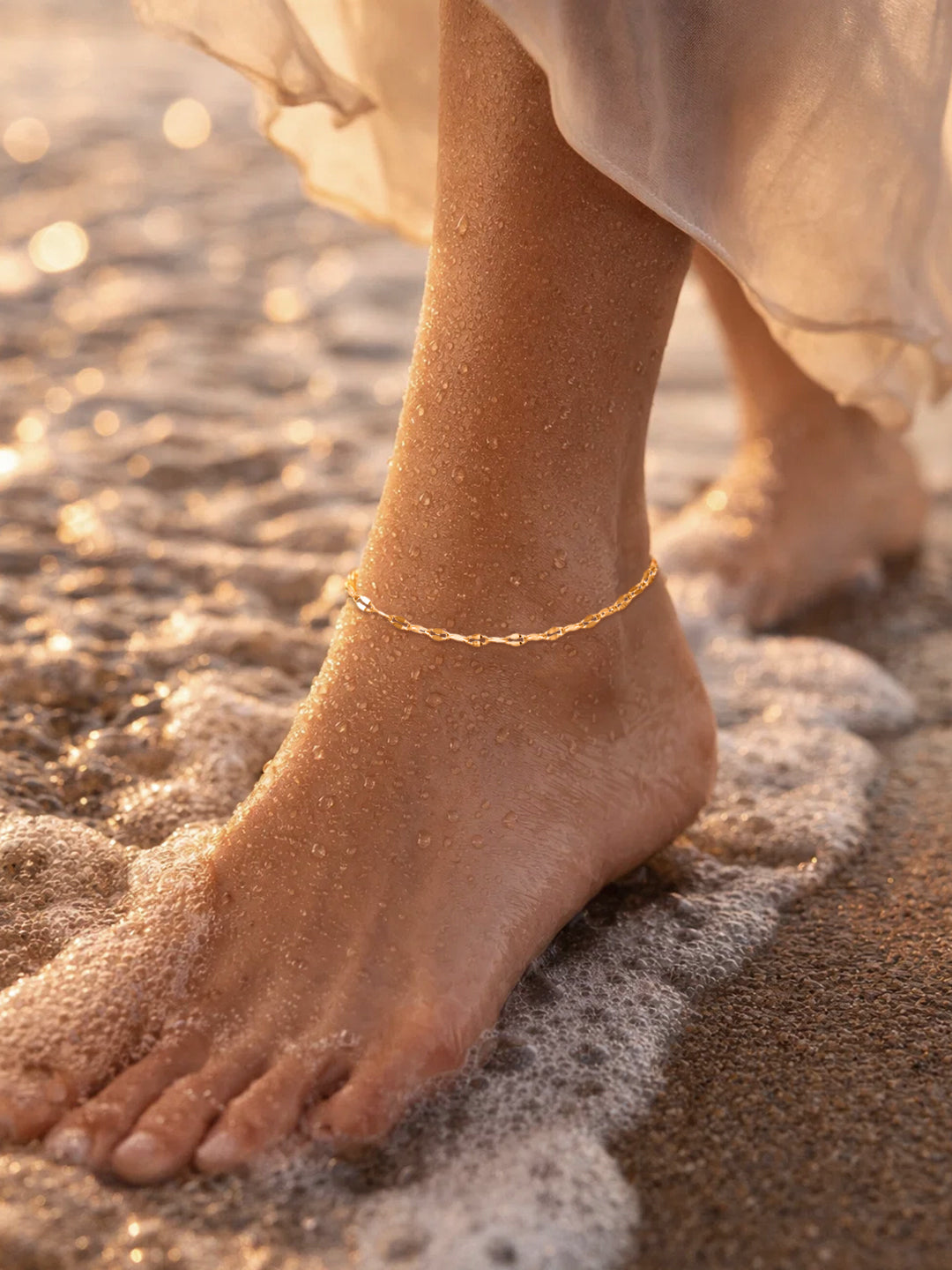 Demi Fine 18K Gold Plated Stainless steel Minimal Fine Chain Anklet Length - 16 cm