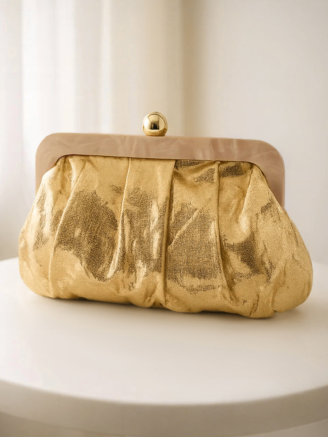 Luxe Gold Sequin Draped Clutch Bag フリーサイズ