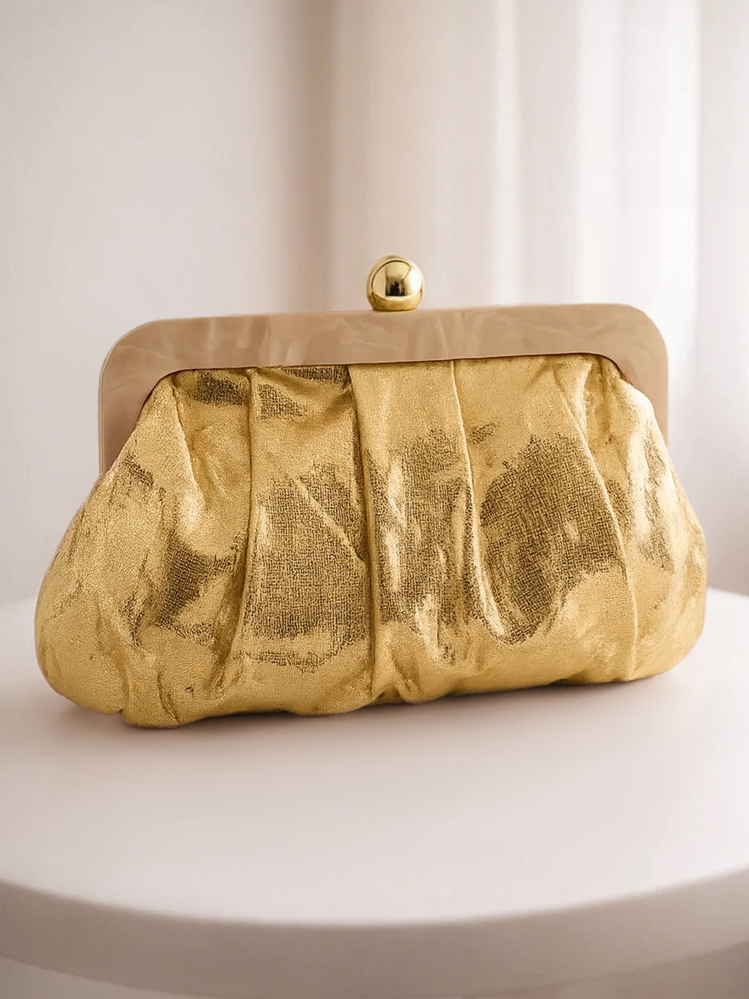 Luxe Gold Sequin Draped Clutch Bag フリーサイズ