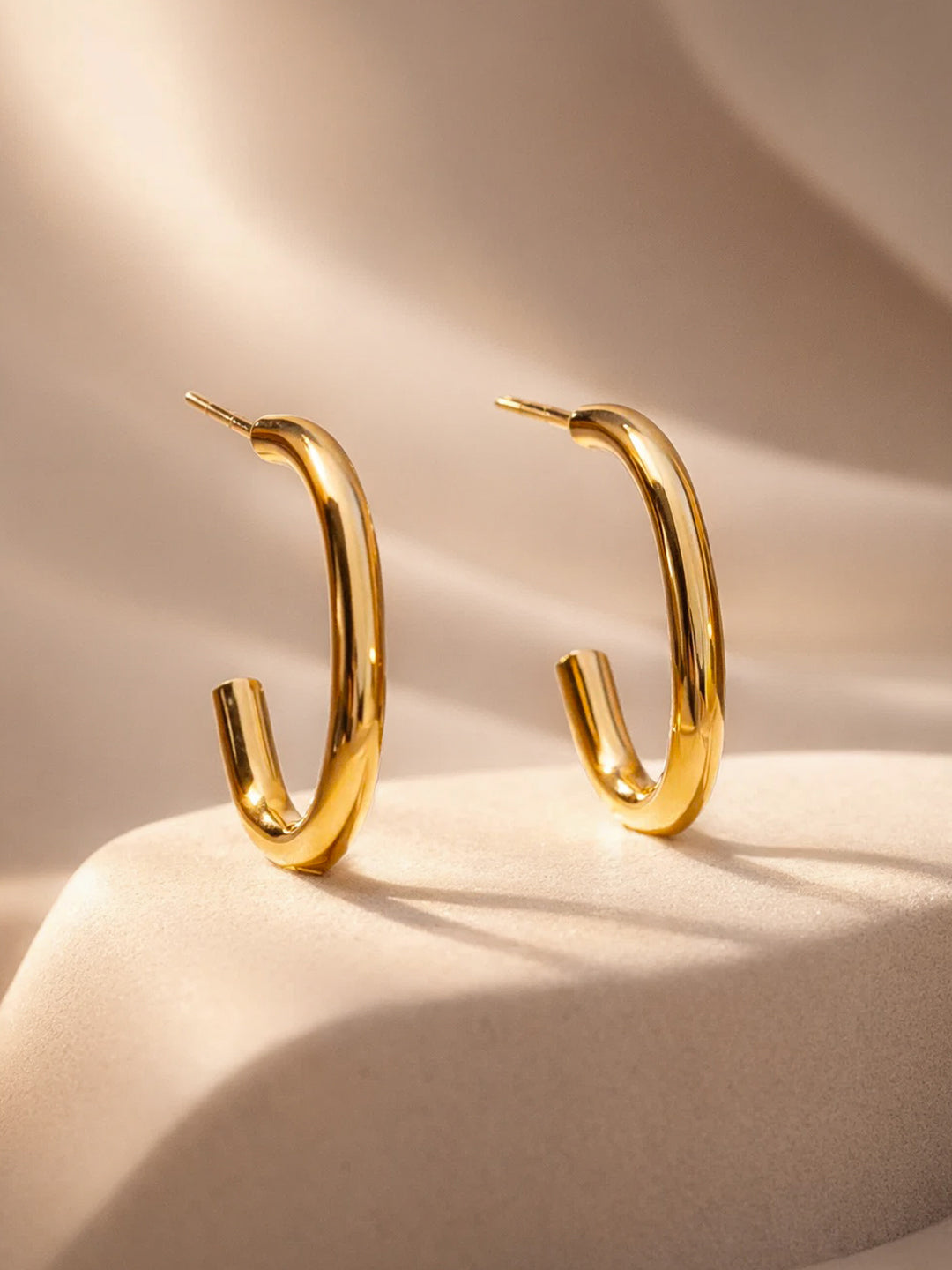 【Rubans】 Gold Plated Circular Half Hoop Earrings Set｜ゴールドメッキ サークル ハーフフープ イヤリング 3組セット