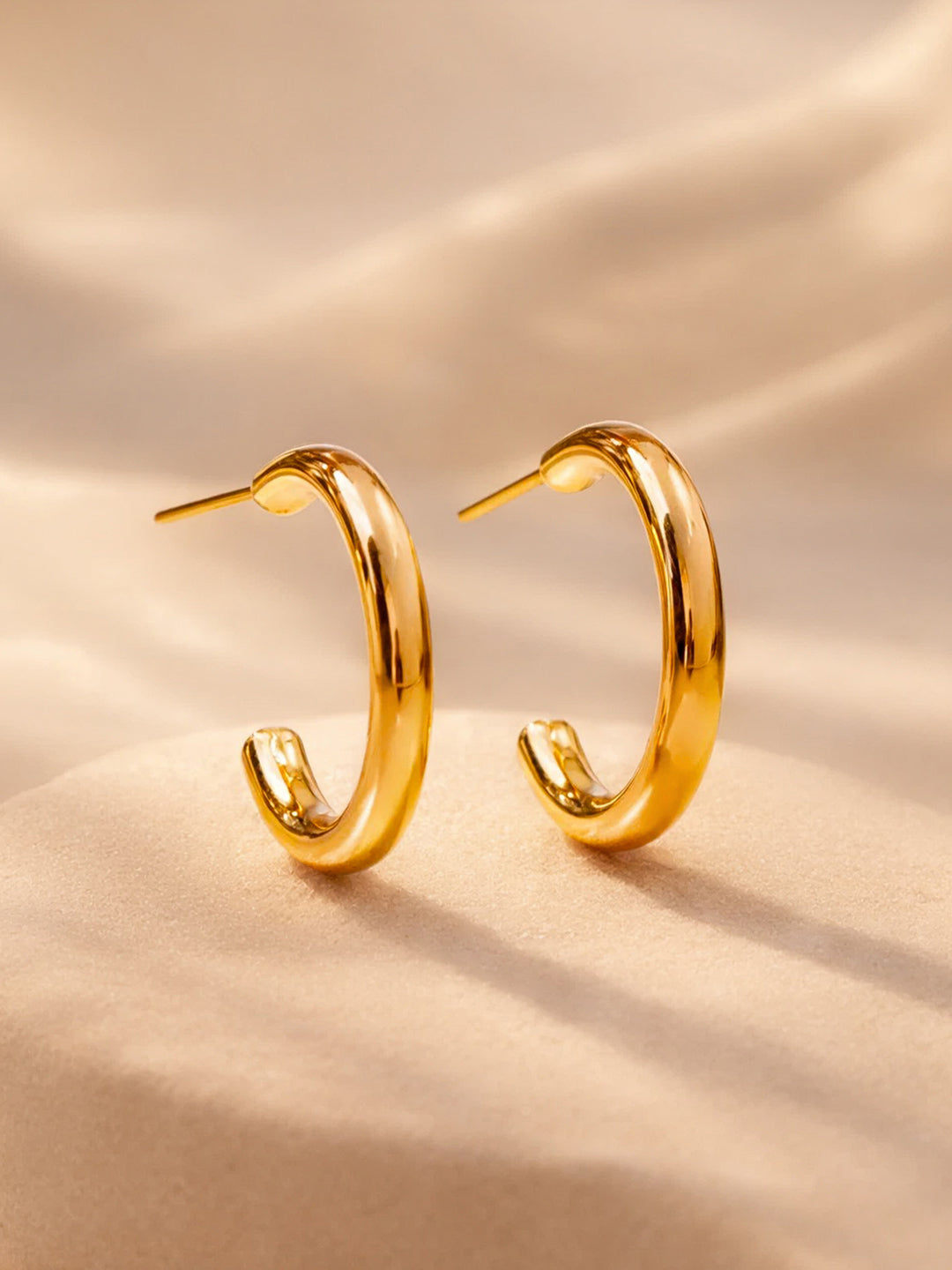 【Rubans】 Gold Plated Circular Half Hoop Earrings Set｜ゴールドメッキ サークル ハーフフープ イヤリング 3組セット