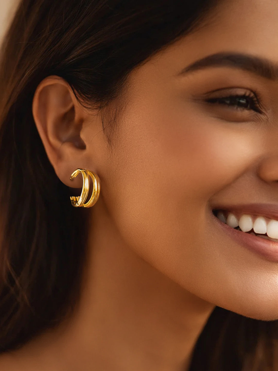 【Rubans】 Gold Plated Hoop Earrings Set｜ゴールドメッキ フープイヤリング 3組セット