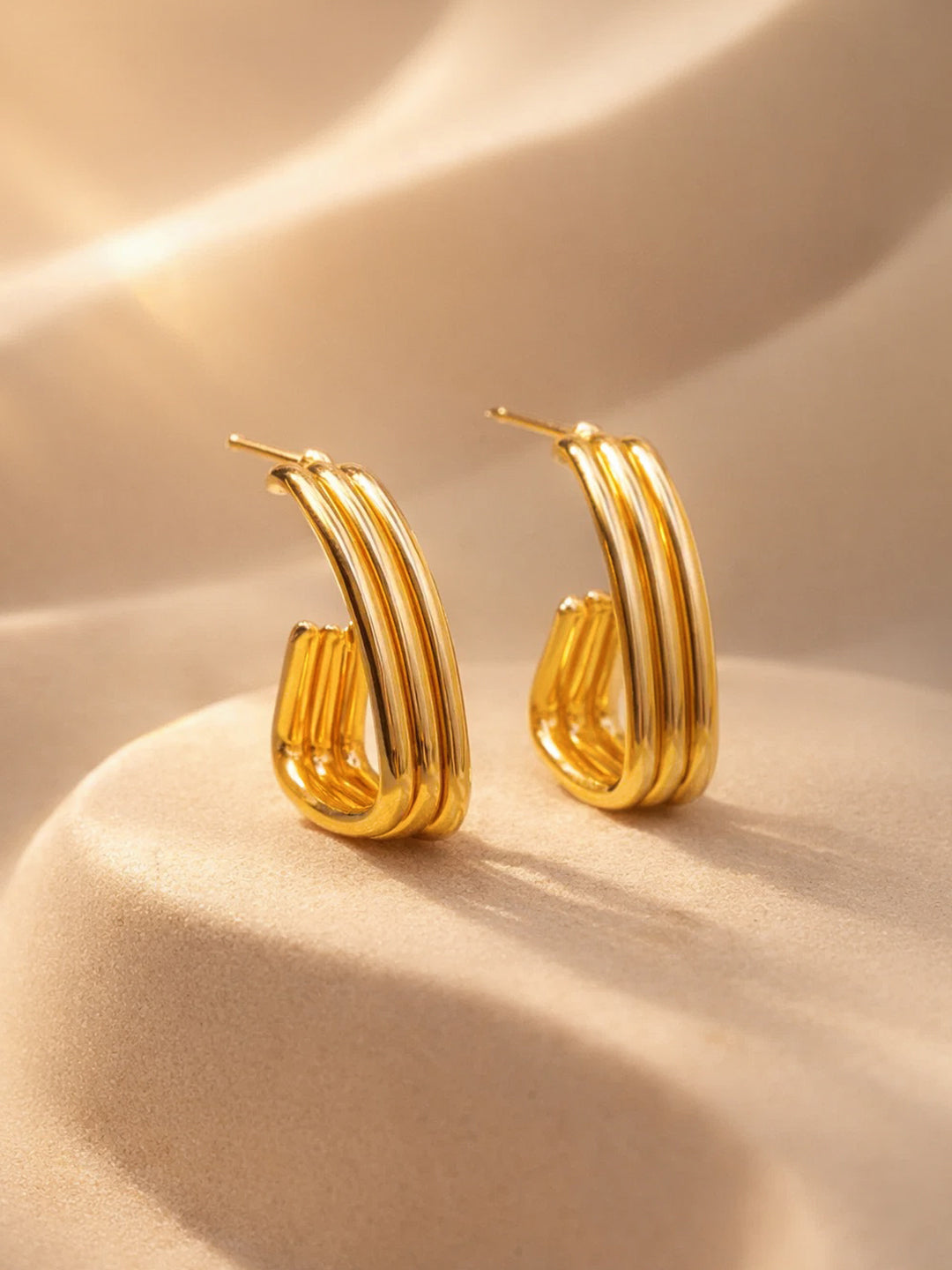 【Rubans】 Gold Plated Hoop Earrings Set｜ゴールドメッキ フープイヤリング 3組セット