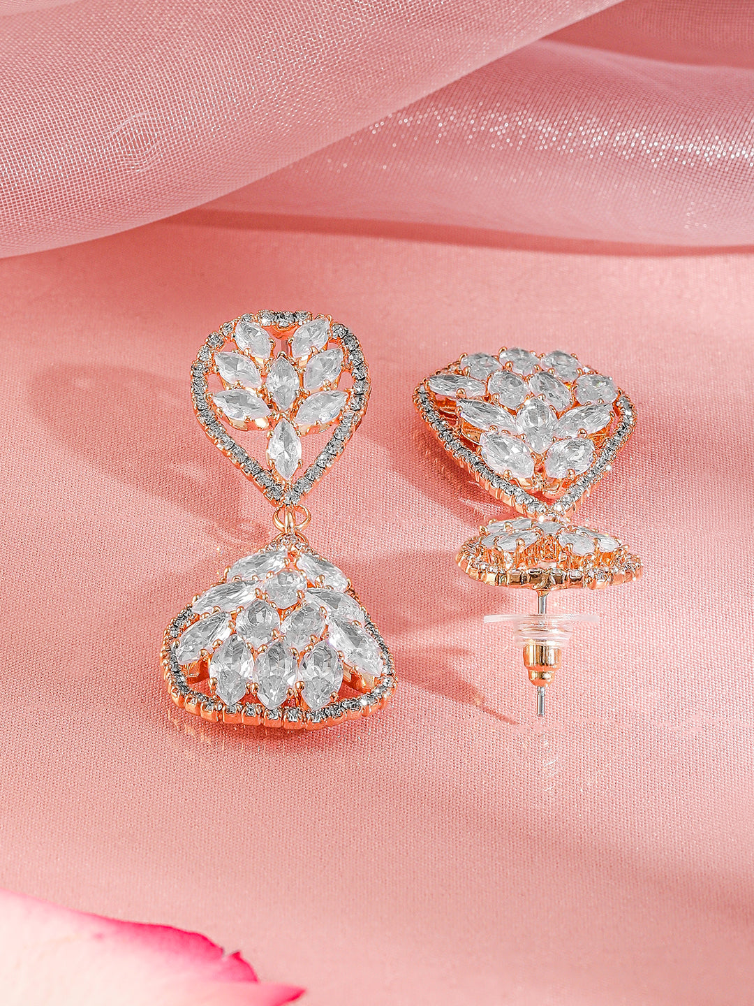 Crystal Embellished Gold Toned Dangler Earrings Gold