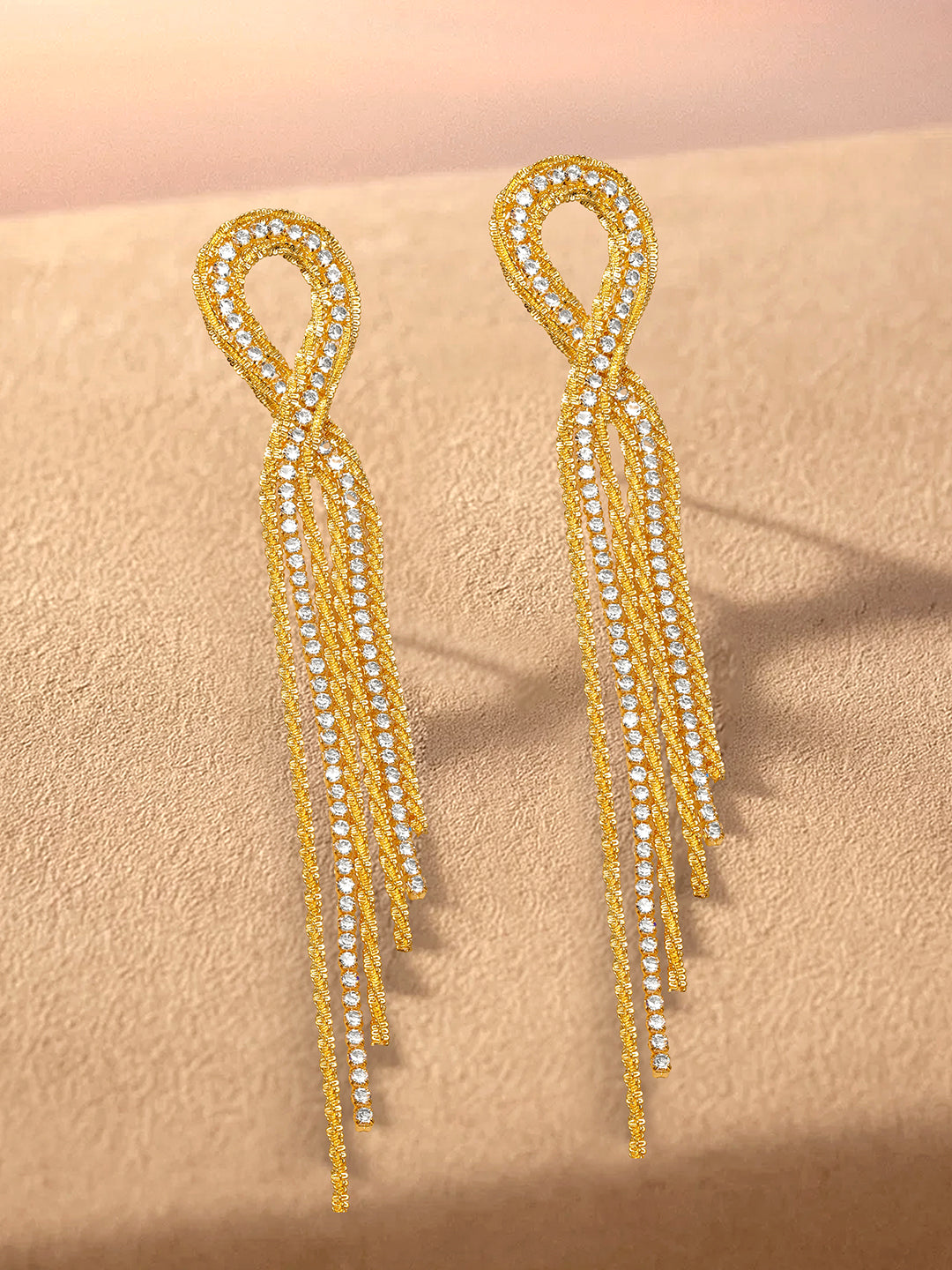 Gold Toned Long Tassel Earrings フリーサイズ