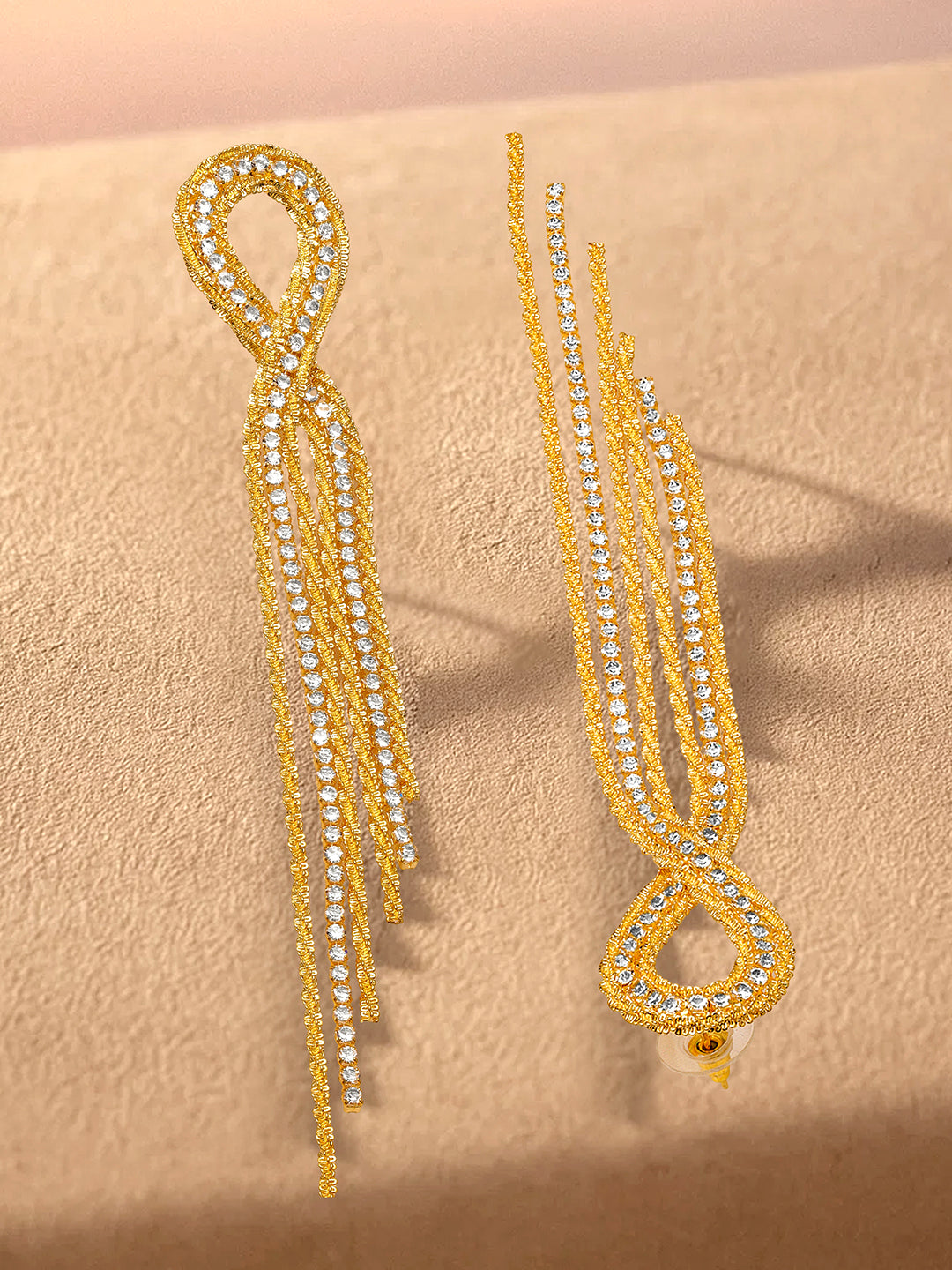 Gold Toned Long Tassel Earrings フリーサイズ