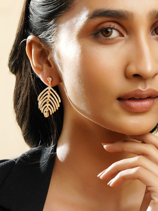 Golden Leaffall Sparkle Drop Earrings フリーサイズ