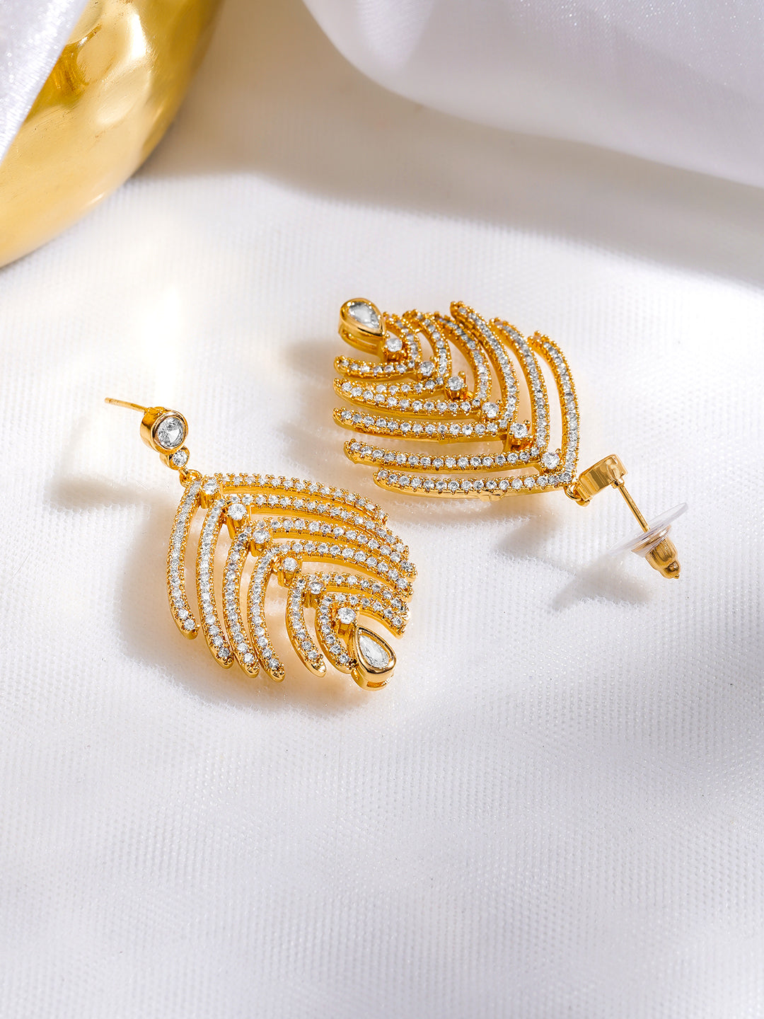 Golden Leaffall Sparkle Drop Earrings フリーサイズ