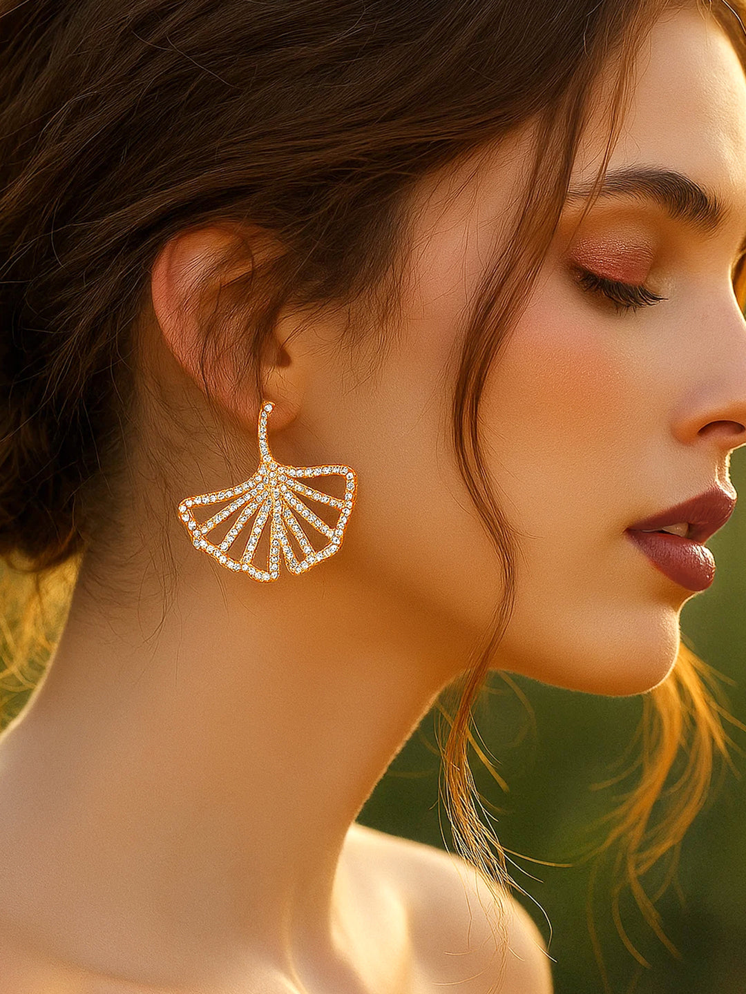 Golden Spark Drop Statement Earrings Length - 2.5 cm