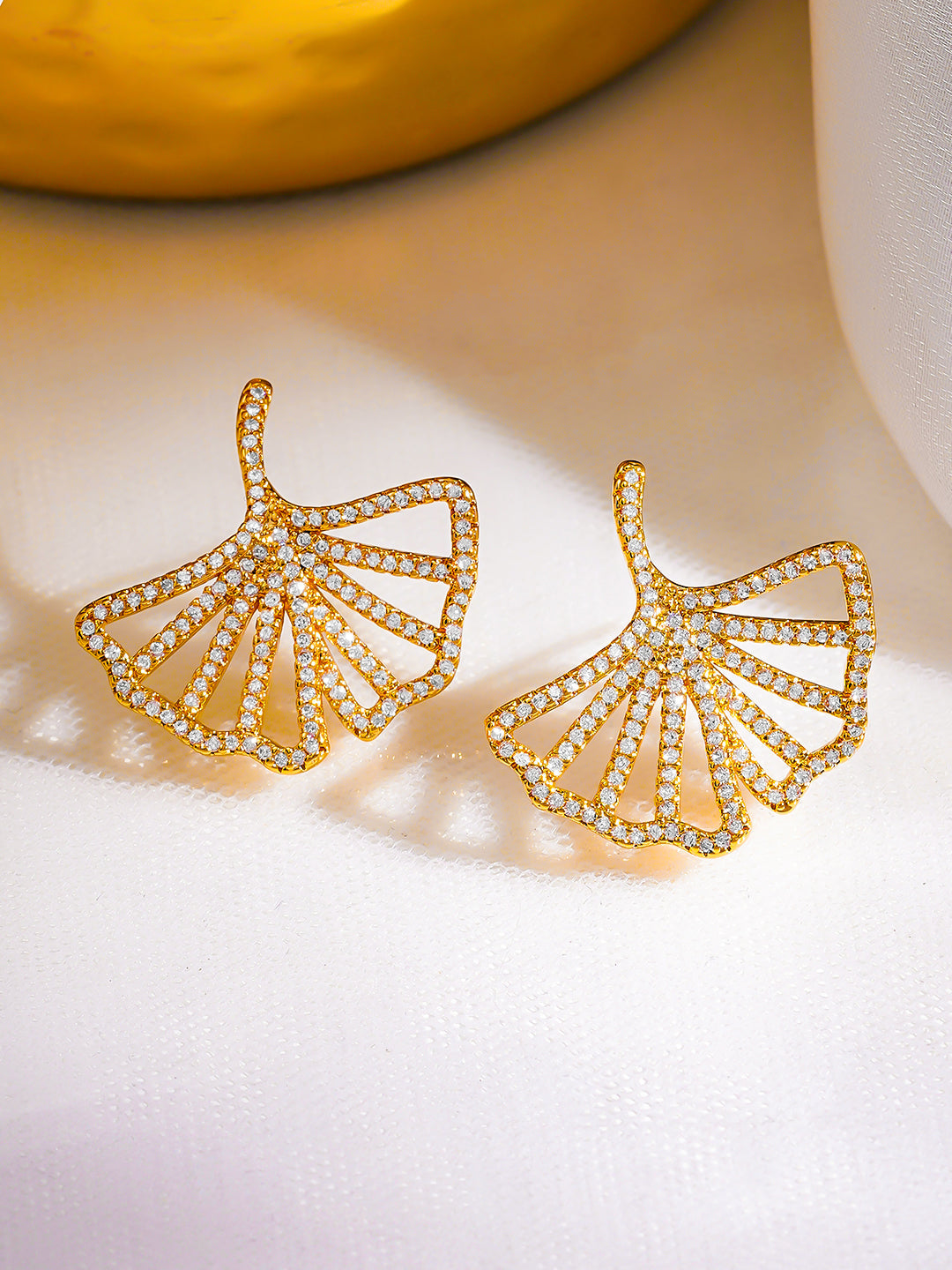 Golden Spark Drop Statement Earrings Length - 2.5 cm