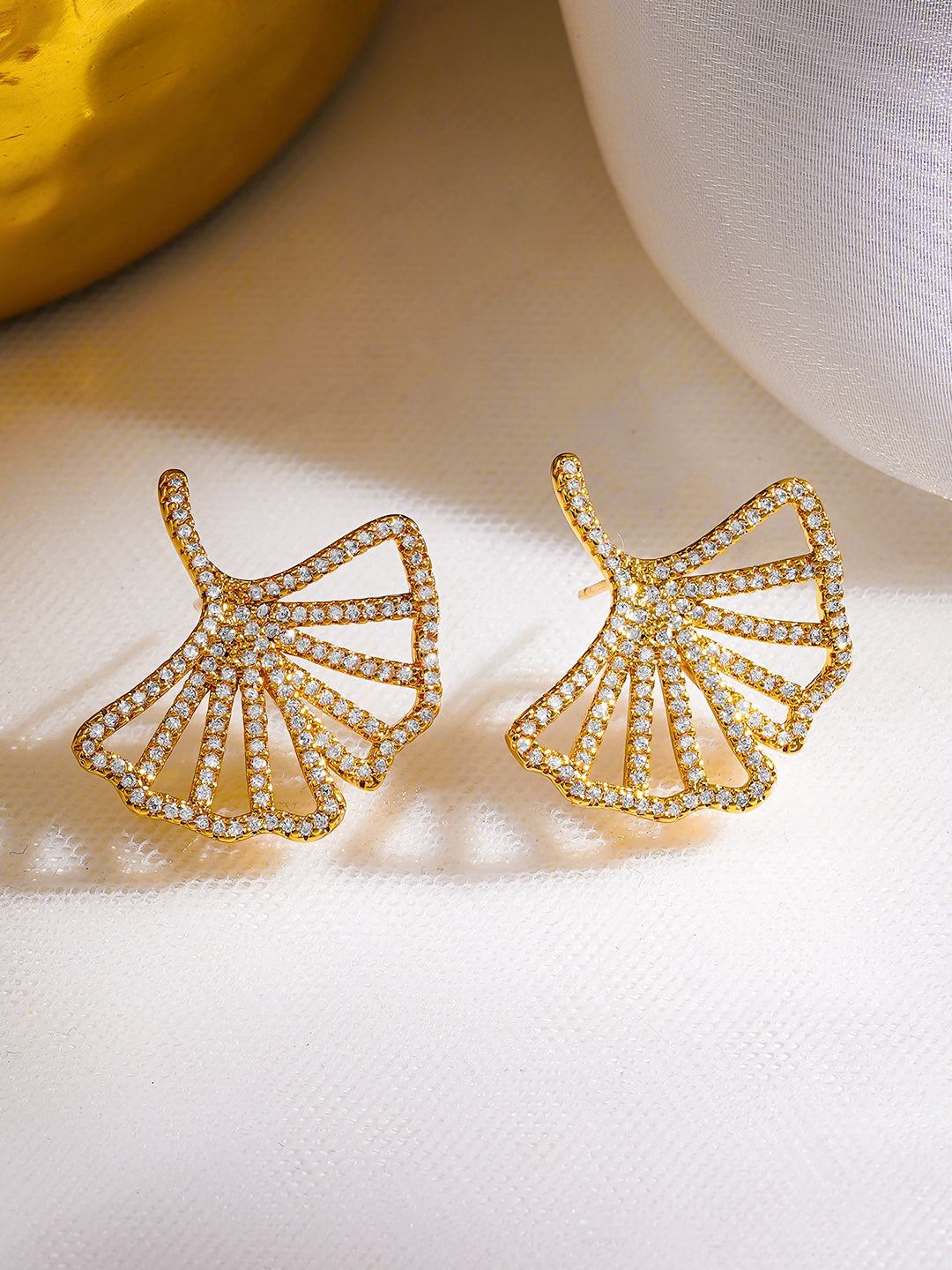 Golden Spark Drop Statement Earrings Length - 2.5 cm