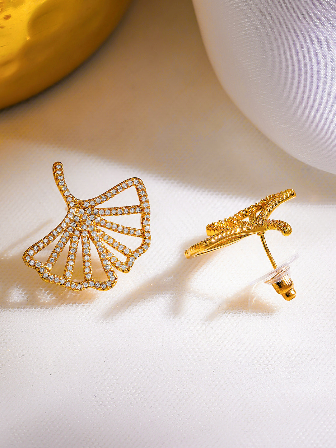 Golden Spark Drop Statement Earrings Length - 2.5 cm