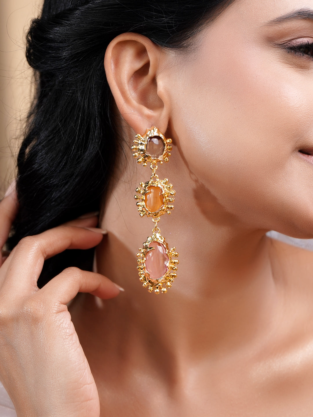 Pastel Multicolour Statement Drop Earrings フリーサイズ