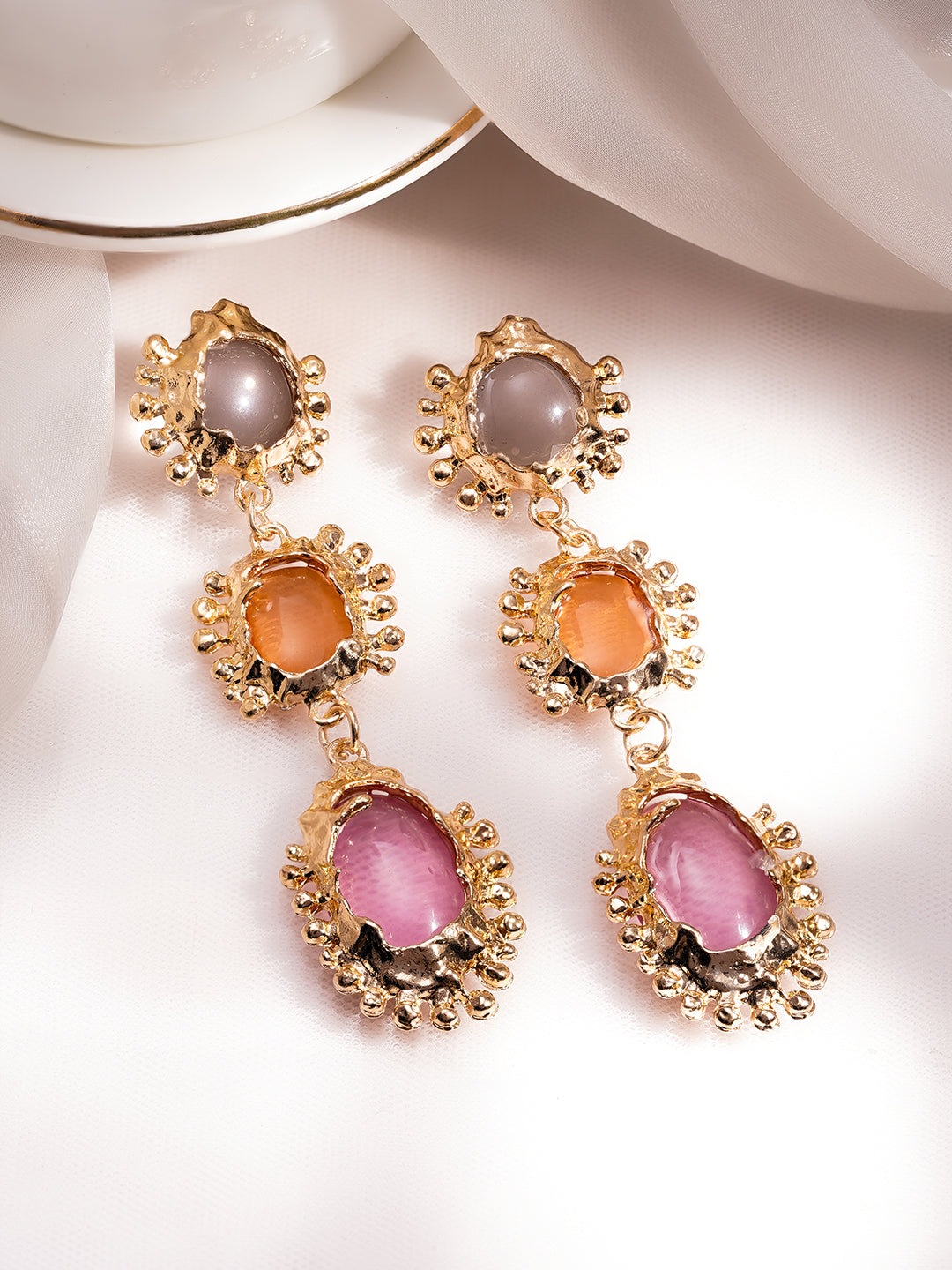 Pastel Multicolour Statement Drop Earrings フリーサイズ