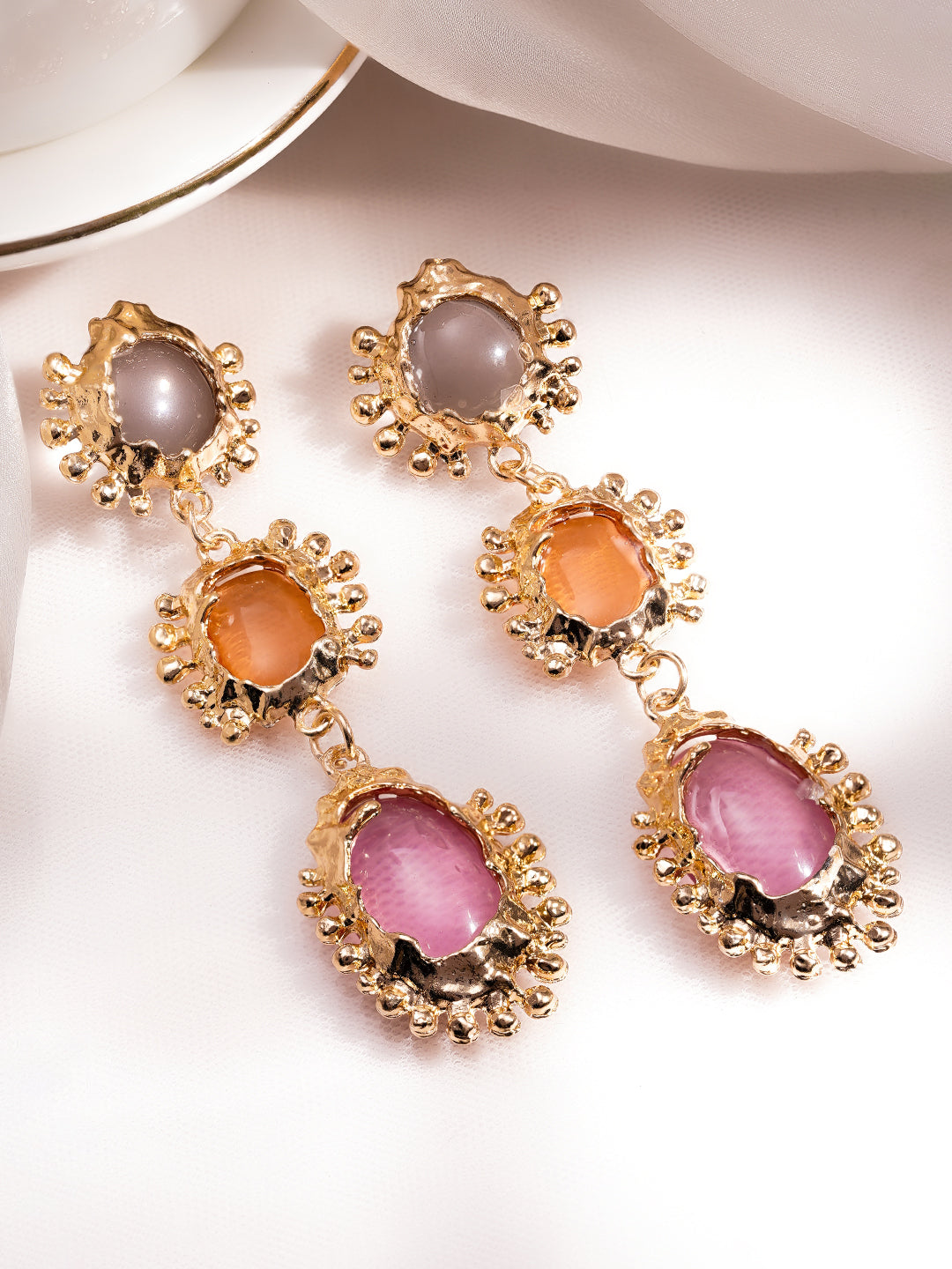 Pastel Multicolour Statement Drop Earrings フリーサイズ