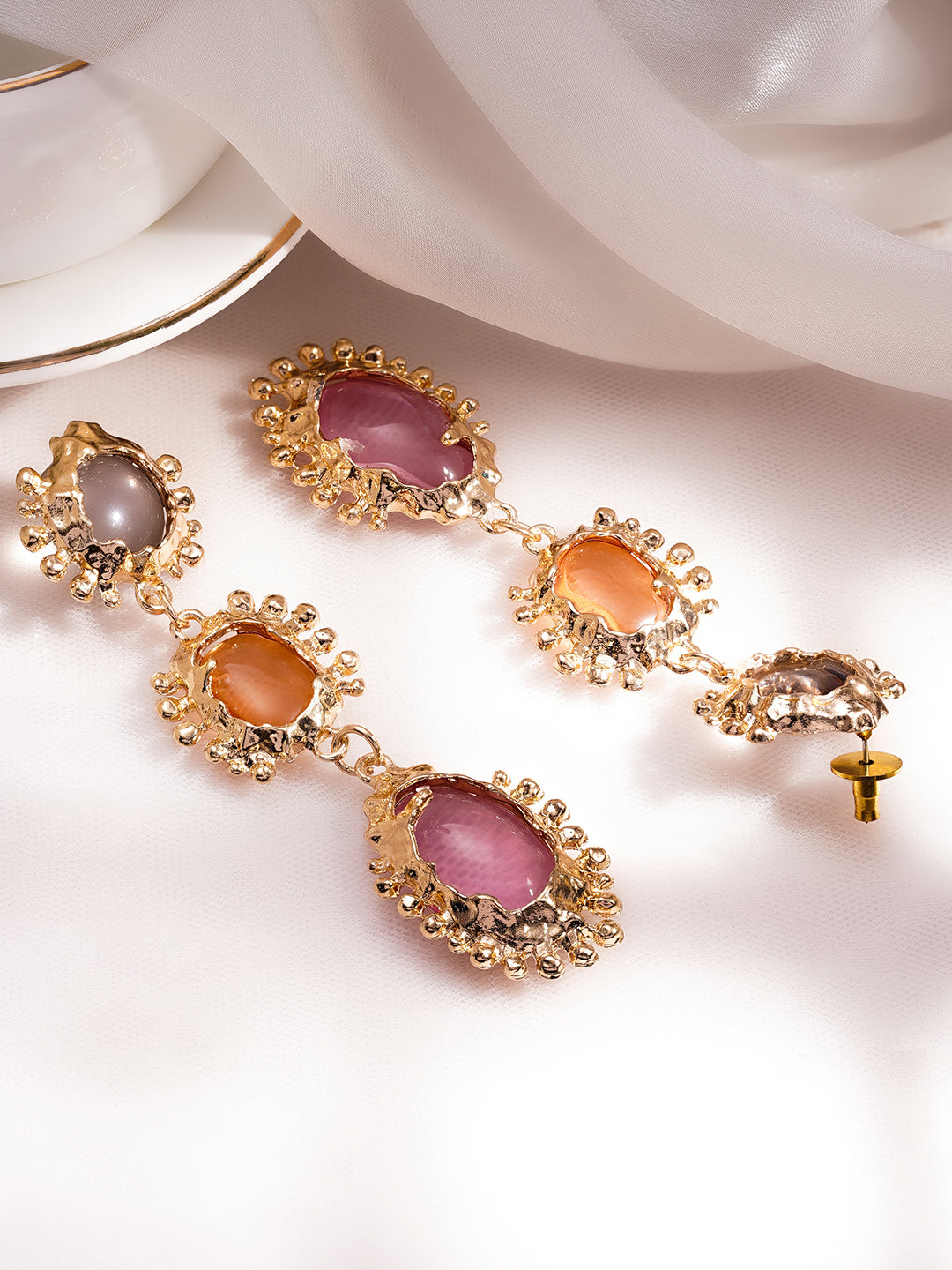 Pastel Multicolour Statement Drop Earrings フリーサイズ