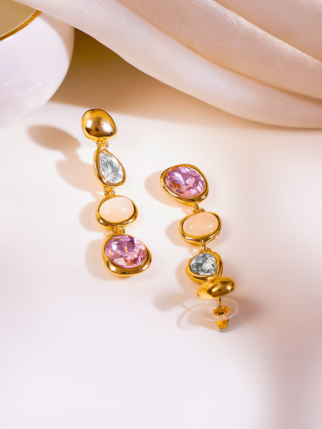 【Rubans】 Gold Plated Kundan Multicolor Dangler Earrings｜ゴールドメッキ クンダン マルチカラー ダングラー イヤリング